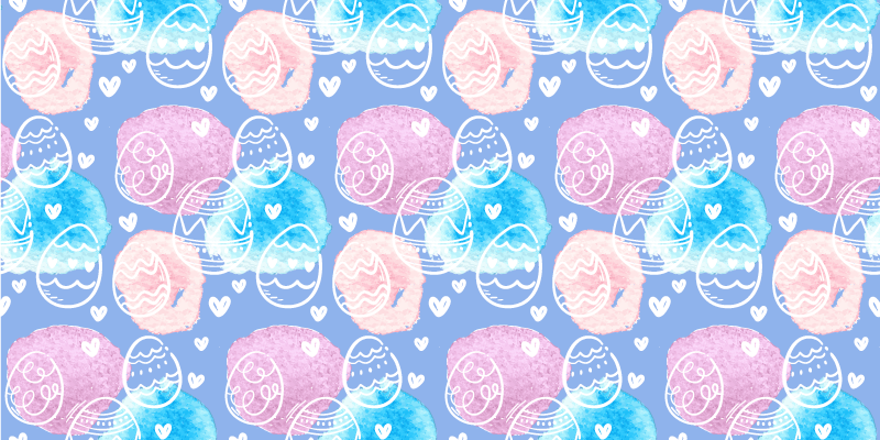 Vaaleanpunainen ja sininen akvarelli pääsiäismunia Lisää vinyylim - Tenstickers