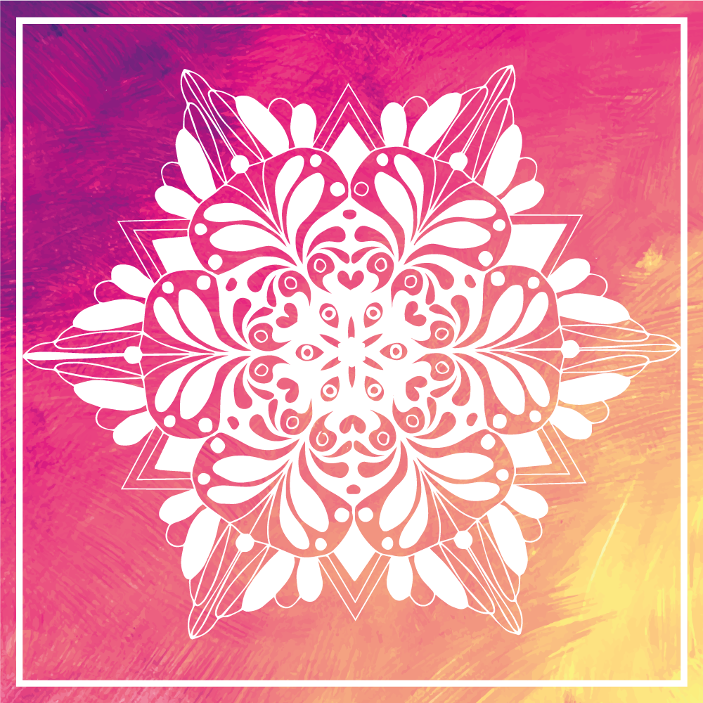 Yksityiskohtainen kasvi-asetelma mandala vinyylimatto - Tenstickers