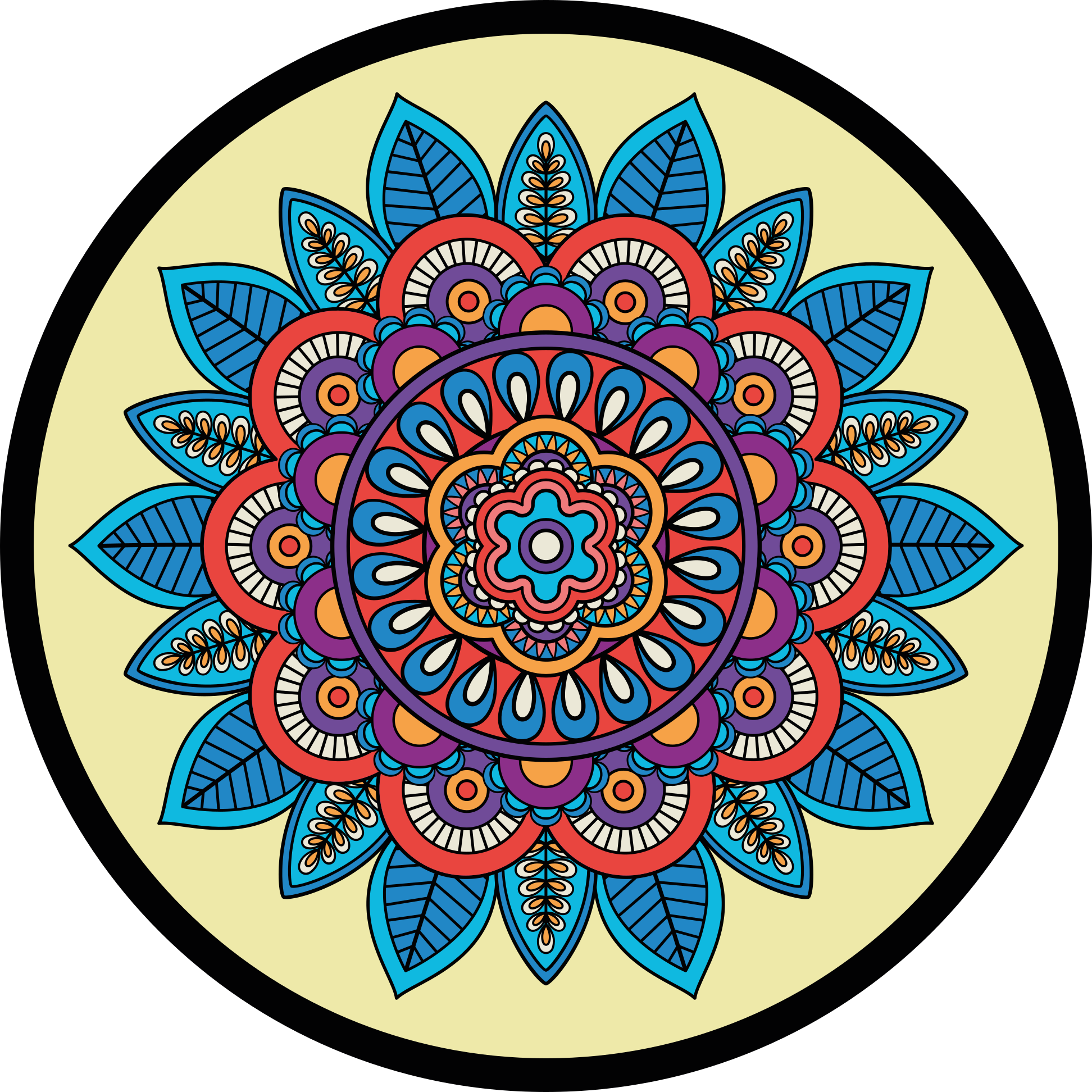 Värikäs pyöreä kuvio mandala vinyylimatto - Tenstickers