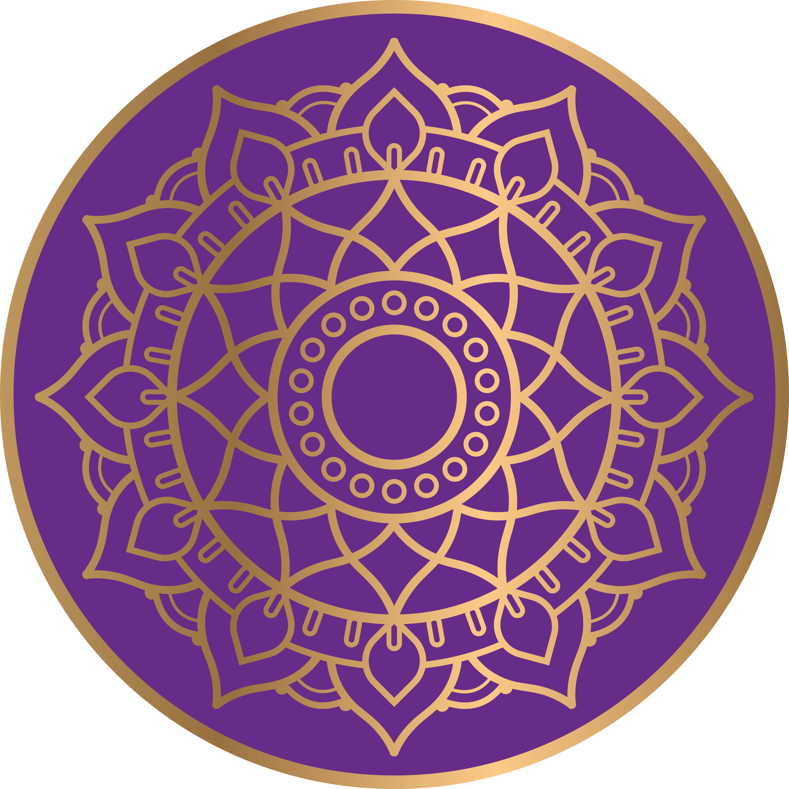 Violetti ja kultainen motiivi mandala vinyylimatto - Tenstickers