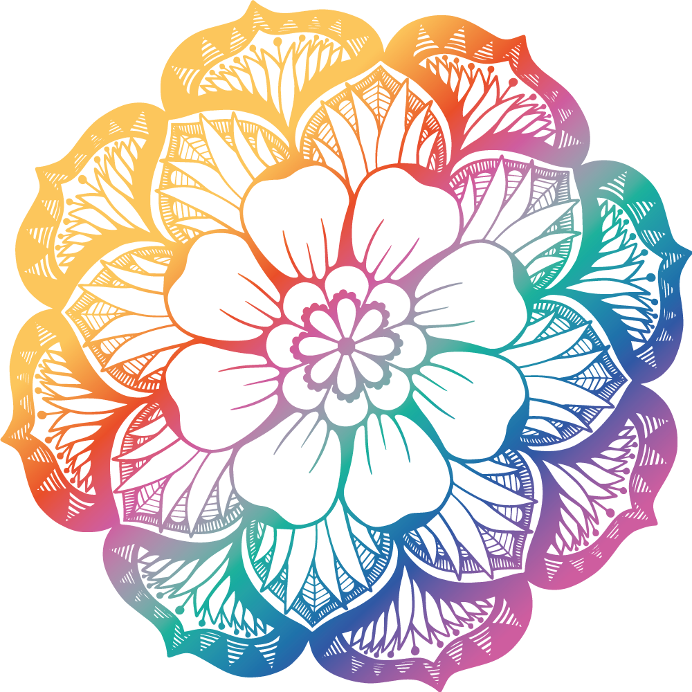 Värikäs kukka-aihe mandala vinyylimatto - Tenstickers