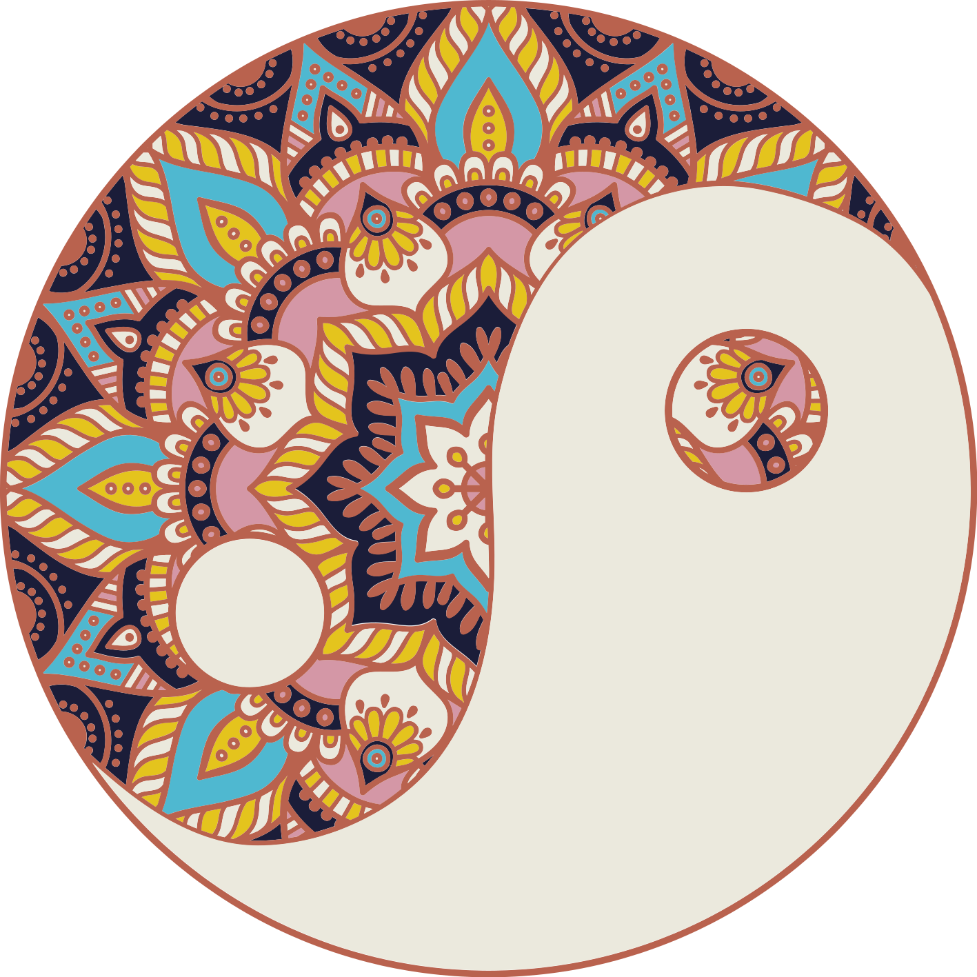 Yin yang -aihe mandala vinyylimatto - Tenstickers