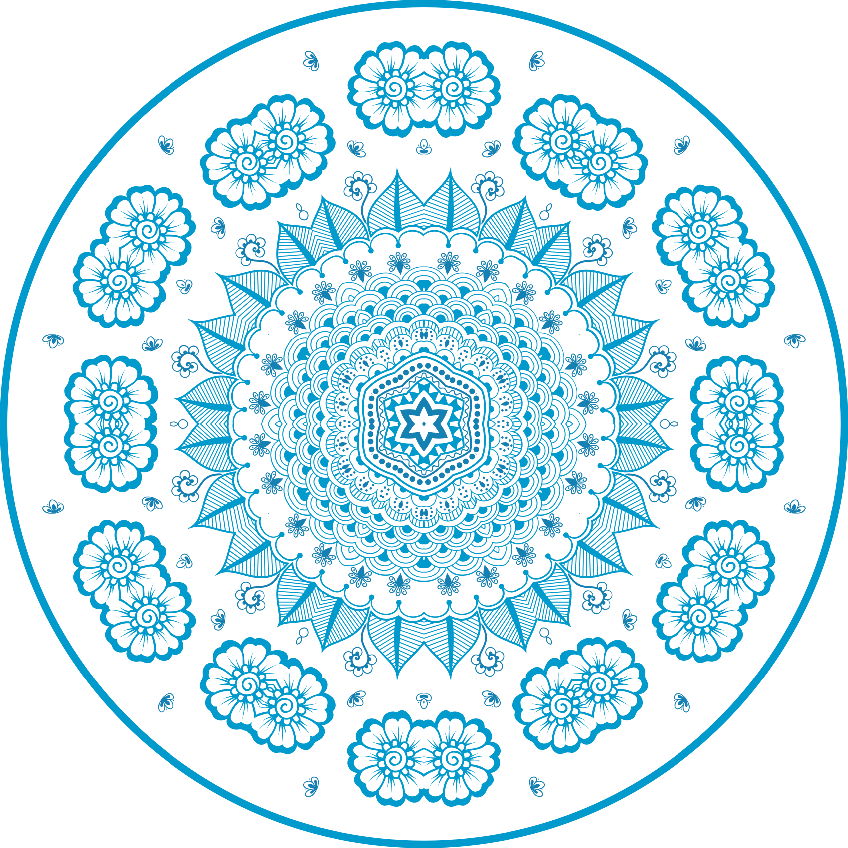 Monimutkainen kukkainen inspiraatio mandala vinyylimatto - Tenstickers