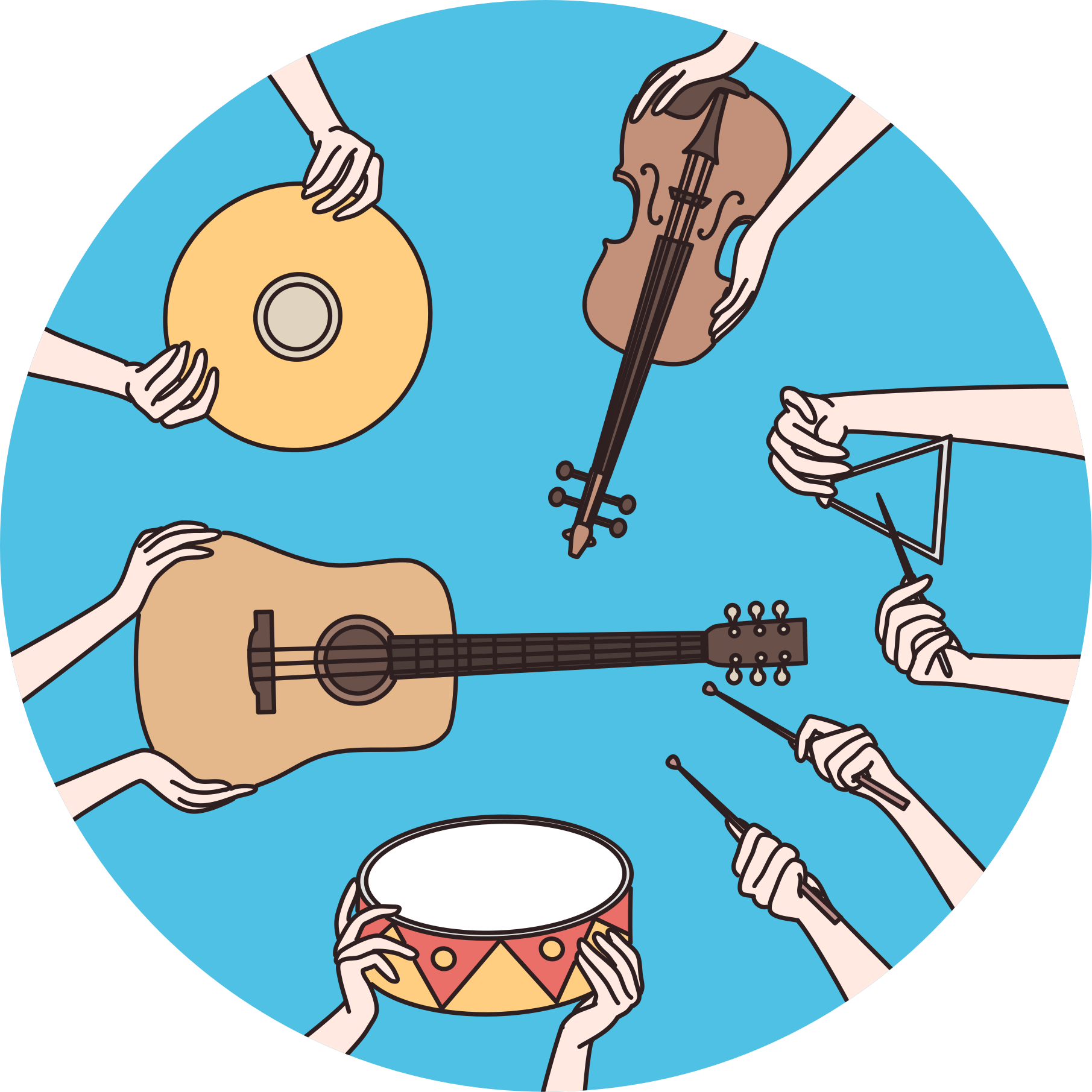 Musiikillisten käsien motiivi vinyylimatto - Tenstickers