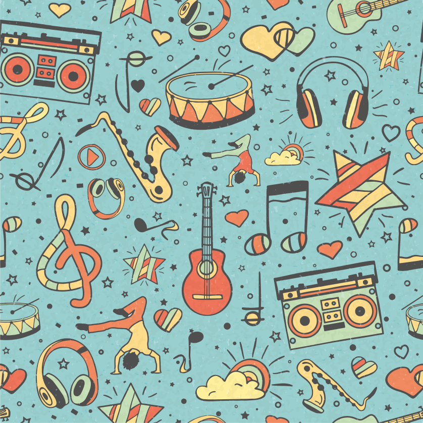 Leikkisät musiikilliset symbolit vinyylimatto - Tenstickers