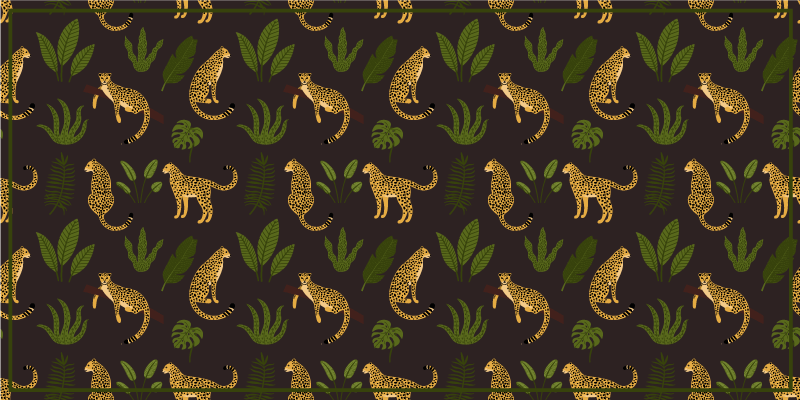Tumma kasvitieteellinen ja villi leopardikuvio eläin vinyylimatto - Tenstickers