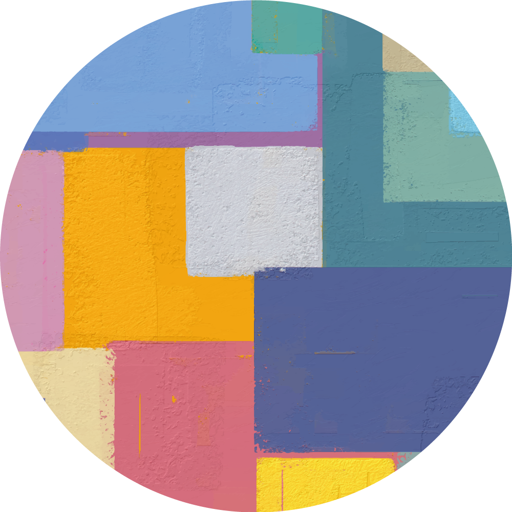 Abstrakti maalaus värikkäitä neliöitä pyöreä vinyylimatto - Tenstickers