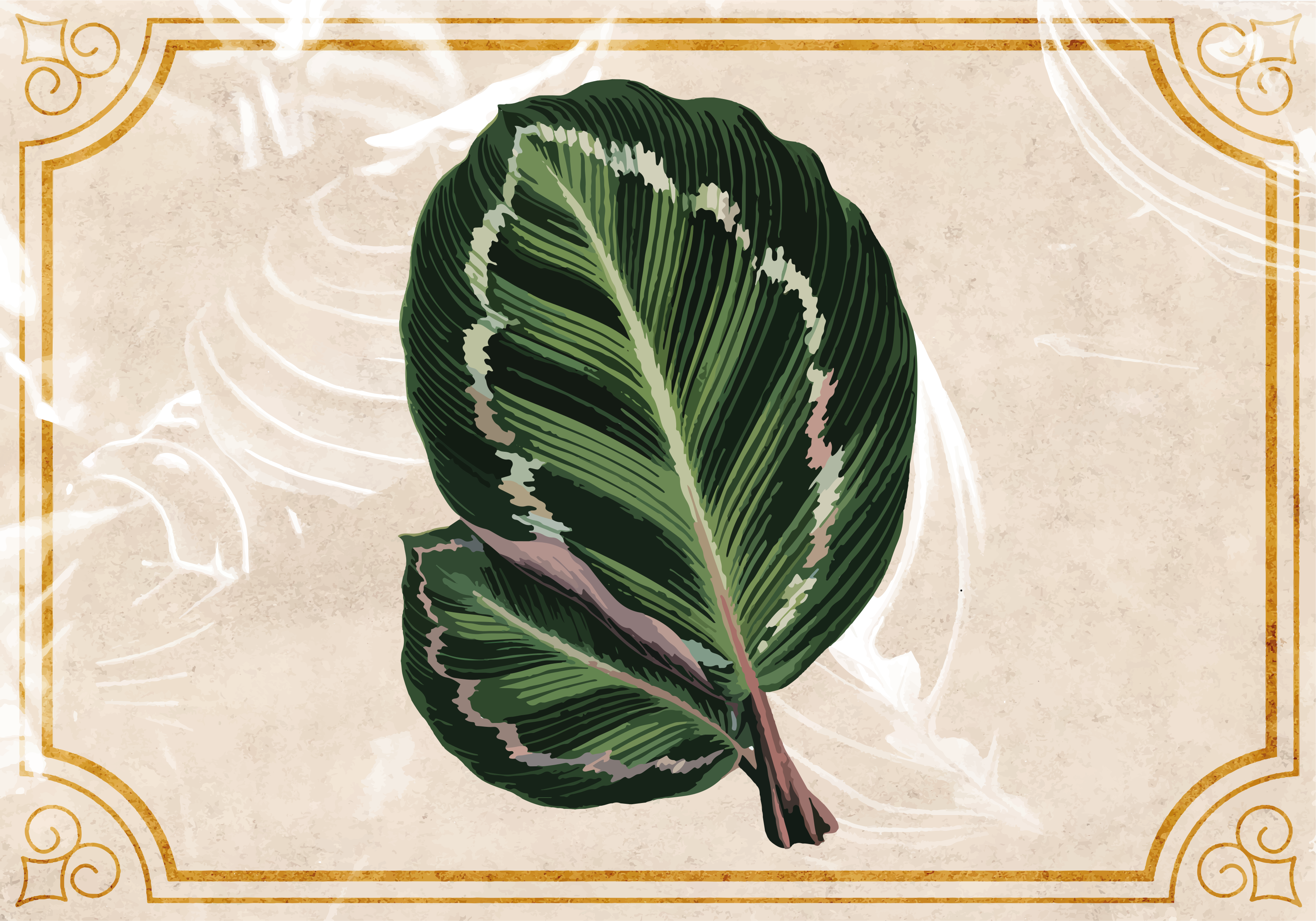 Lehtiaiheinen eleganssi luonto vinyylimatto - Tenstickers