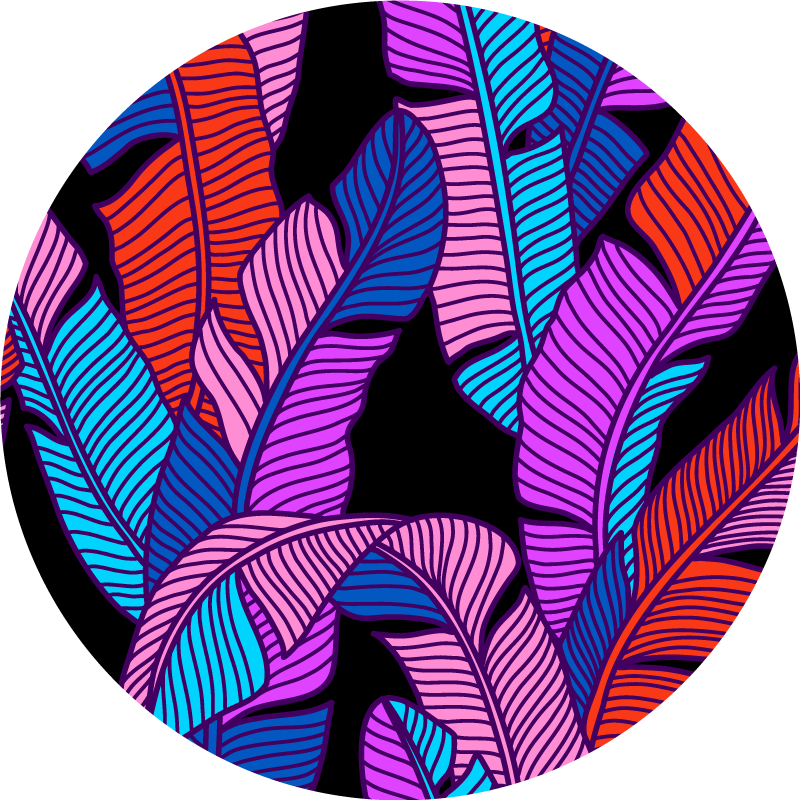 Moderni värikäs kasvien kuvio pyöreä vinyylimatto - Tenstickers