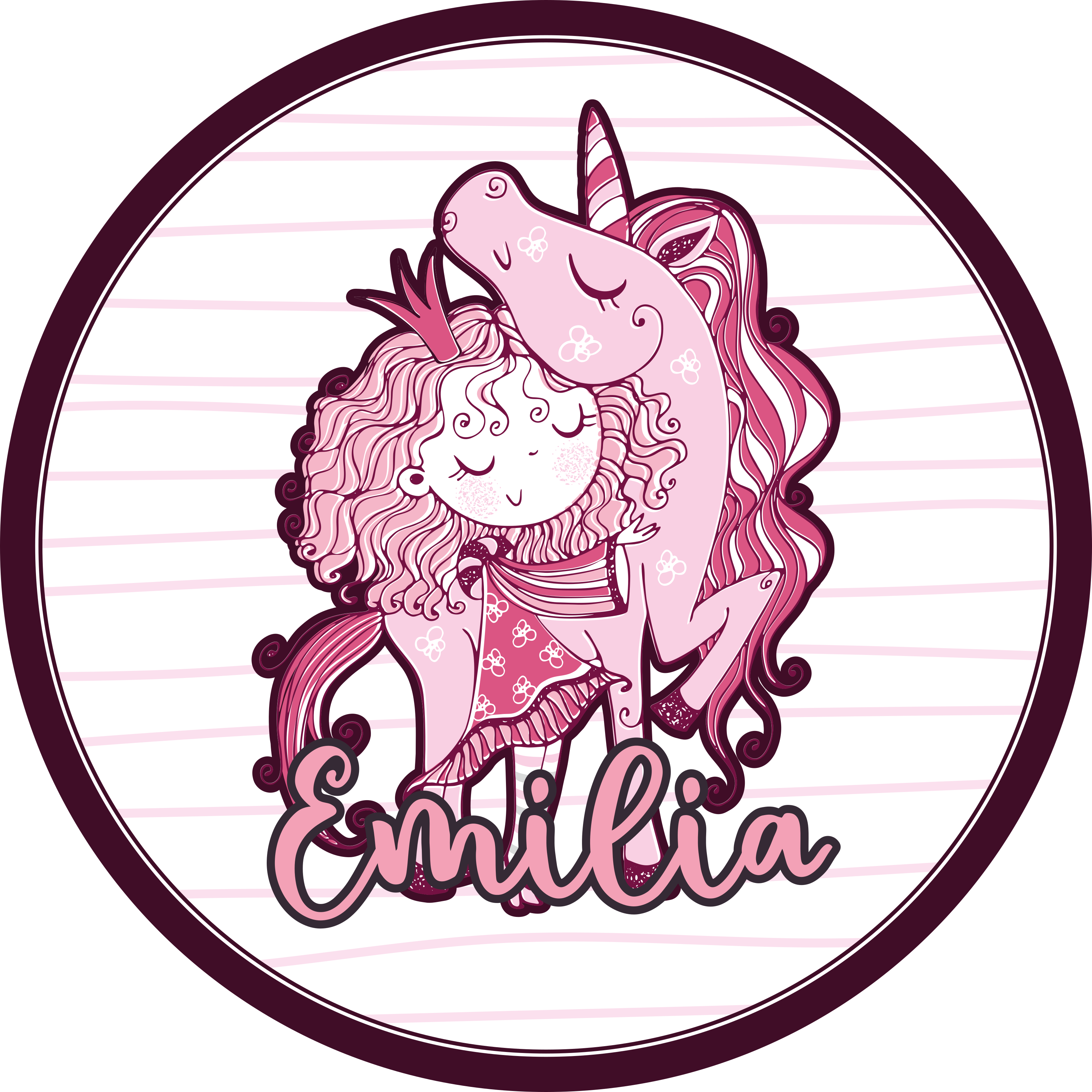 Söpö yksisarviskaksikko nimi vinyylimatto - Tenstickers