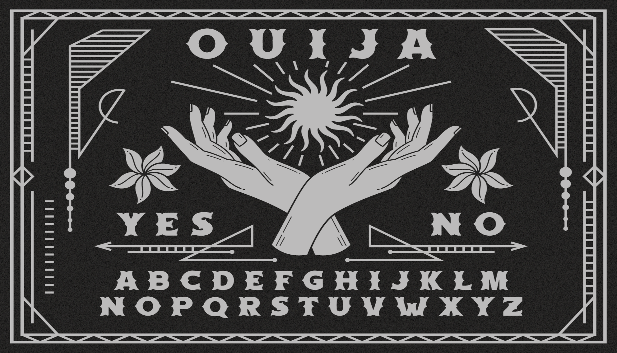 Mustavalkoinen ouija -levy vinyylimatto retro - Tenstickers