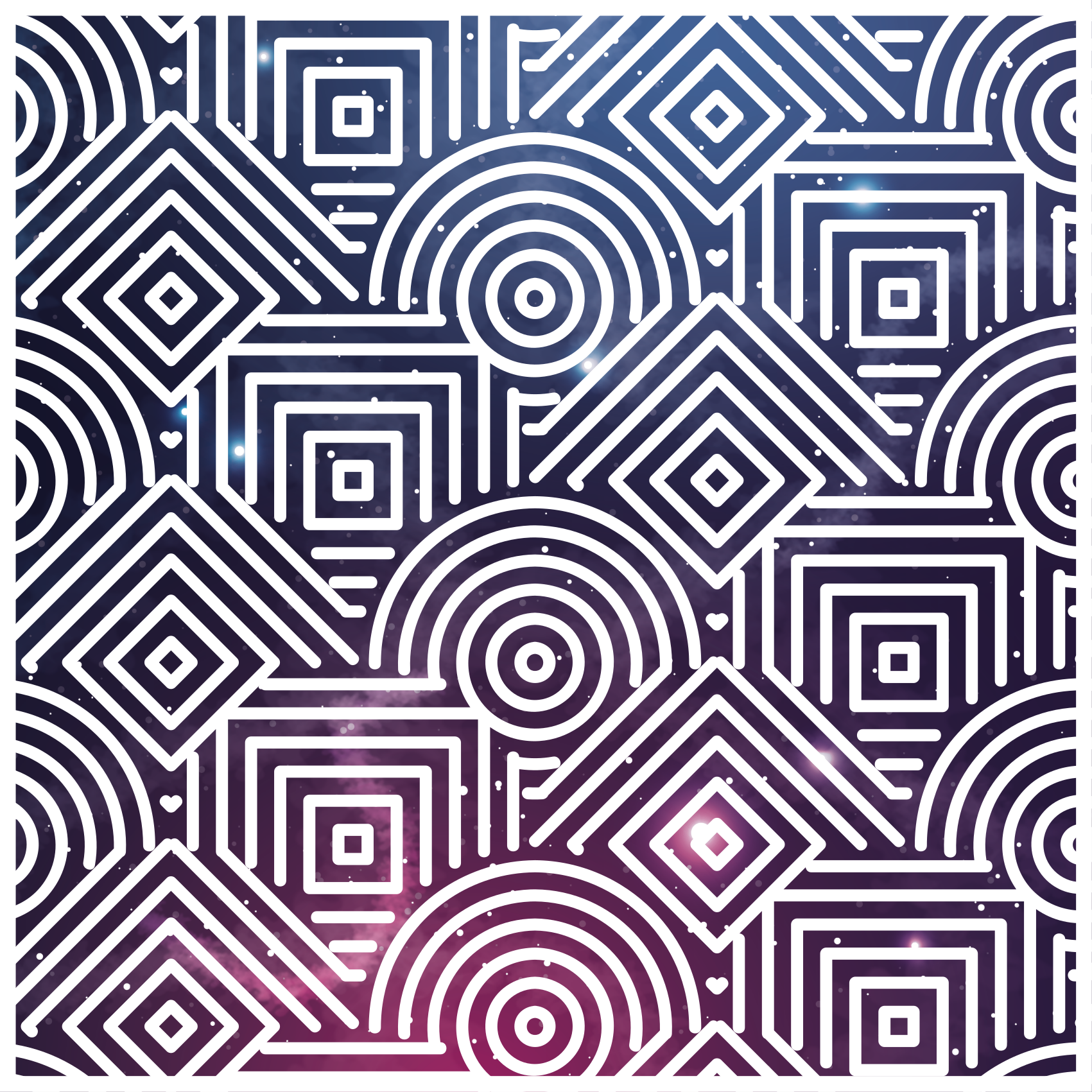 Monimutkaiset pyöreät ja neliöt geometrinen vinyylimatto - Tenstickers