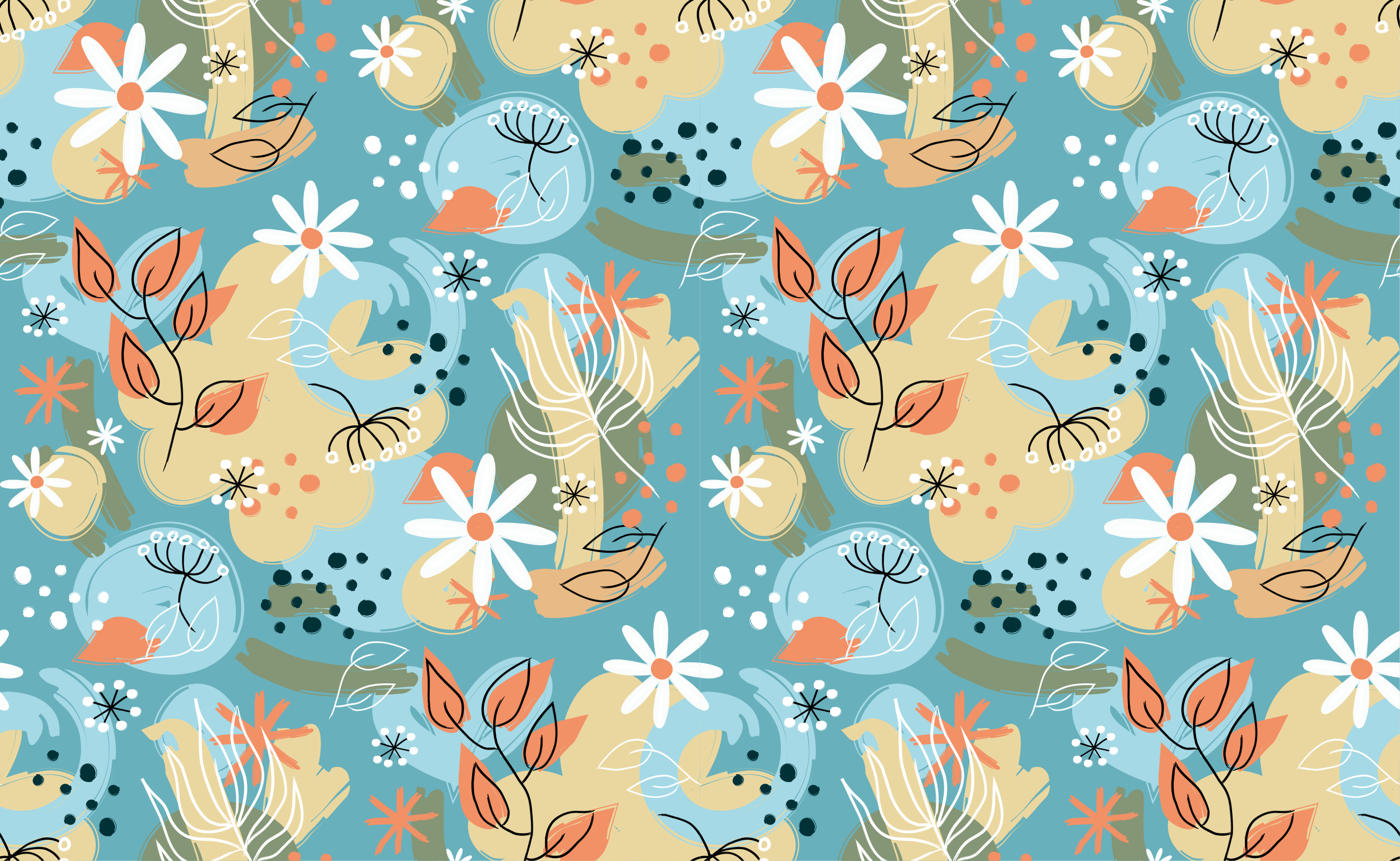 Abstrakteja kukkakuvioita kukka vinyylimatto - Tenstickers