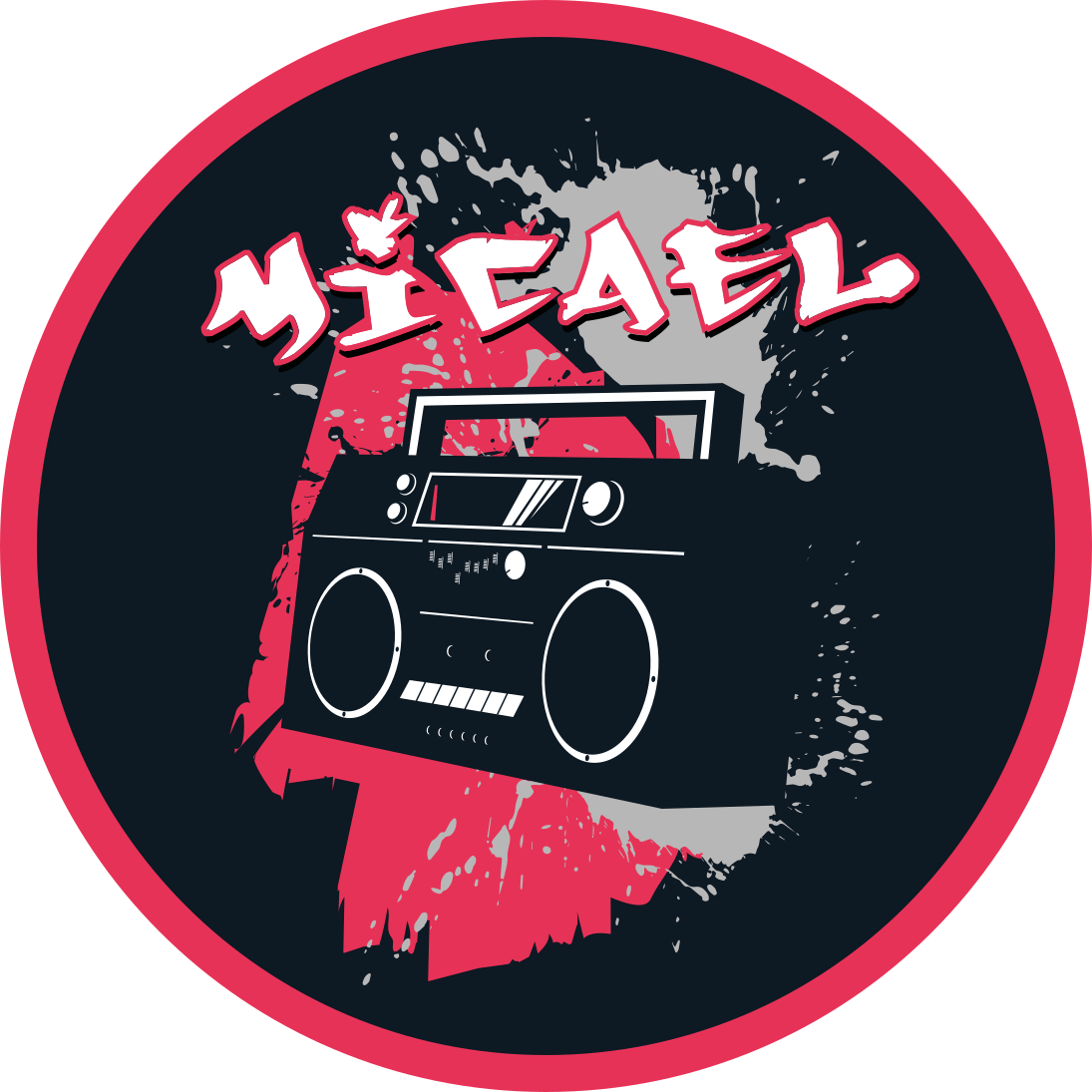 Retro boombox-teema nimi vinyylimatto - Tenstickers