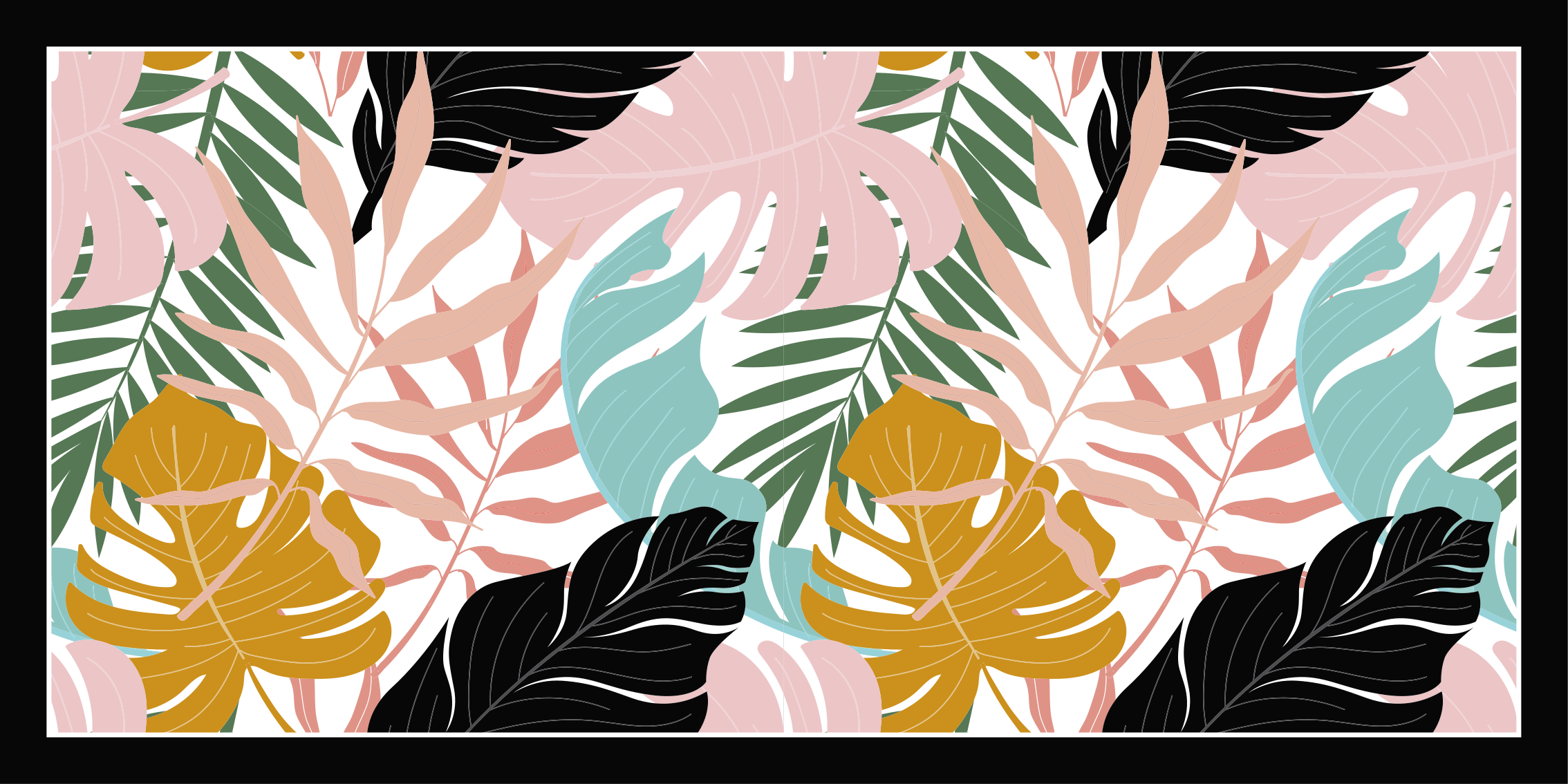 Trooppinen lehtipaletti luonto vinyylimatto - Tenstickers