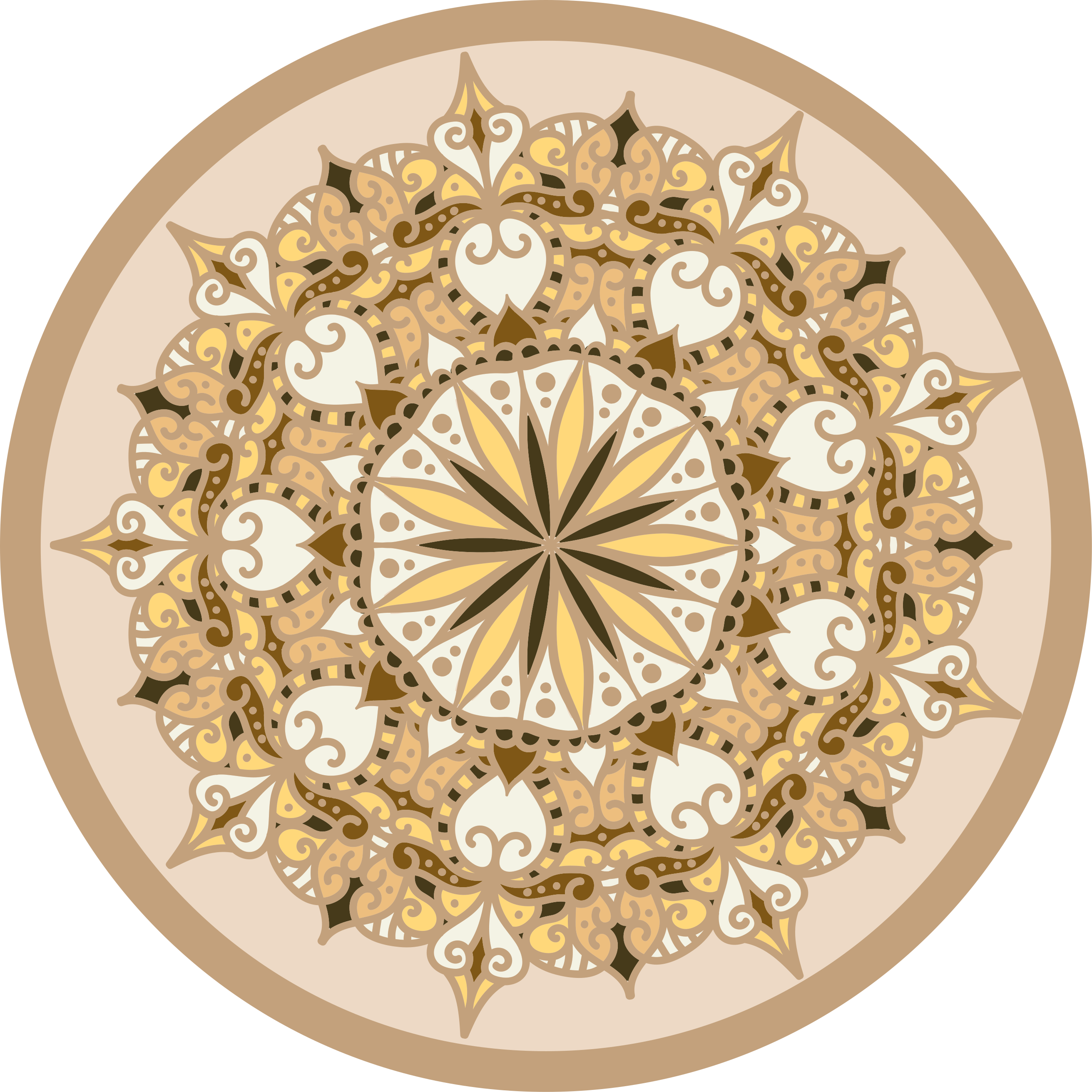 Tyylikäs kultainen mandala vinyylimatto - Tenstickers