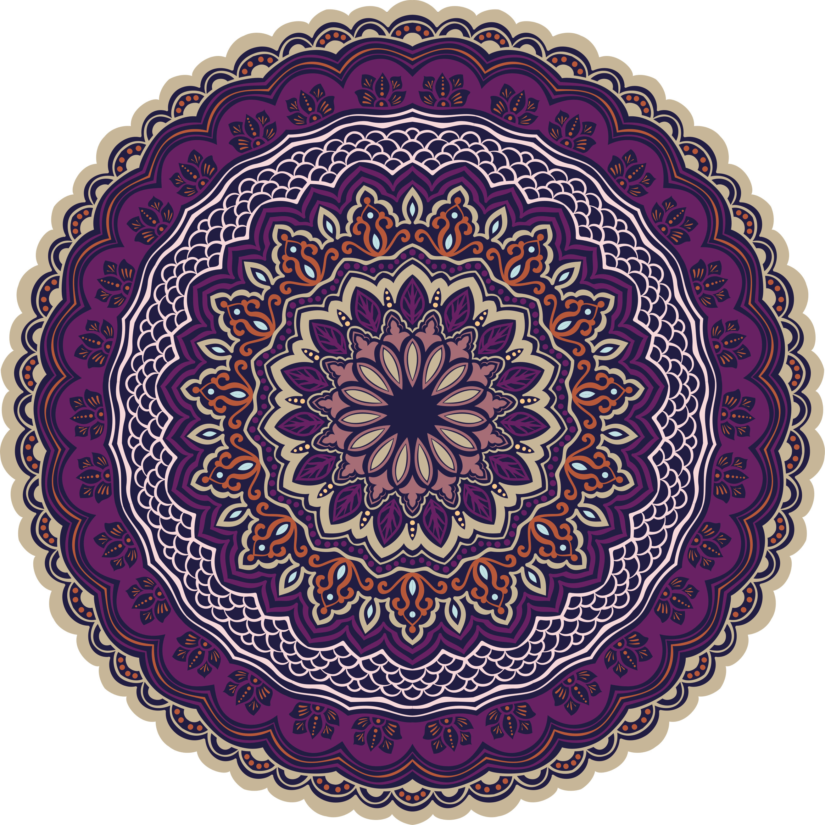 Eloisa violetti muotoilu mandala vinyylimatto - Tenstickers