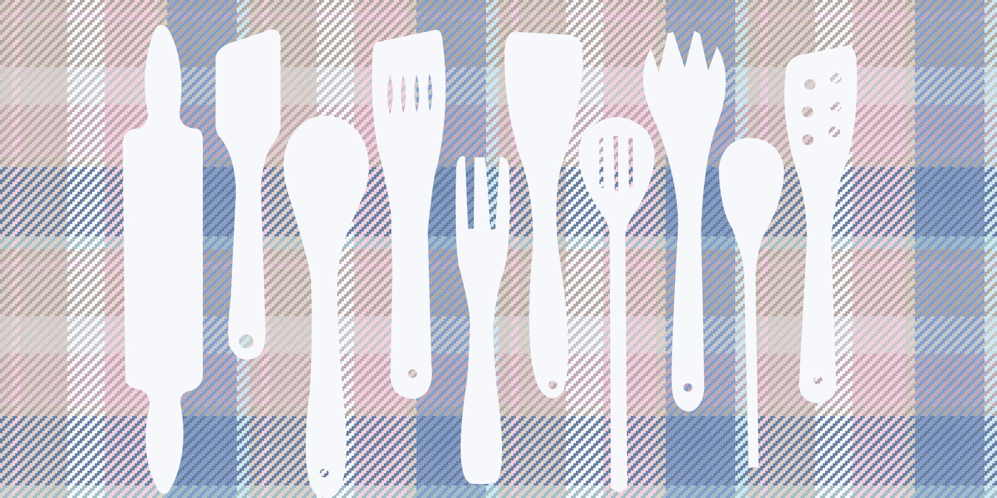 Keittovälineiden siluetteja keittiön vinyylimatto - Tenstickers