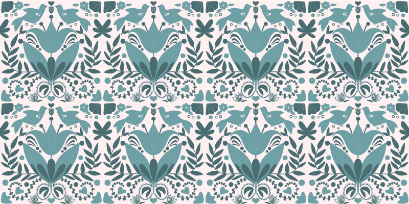 Kukkainen lintukuvio moderni vinyylimatto - Tenstickers