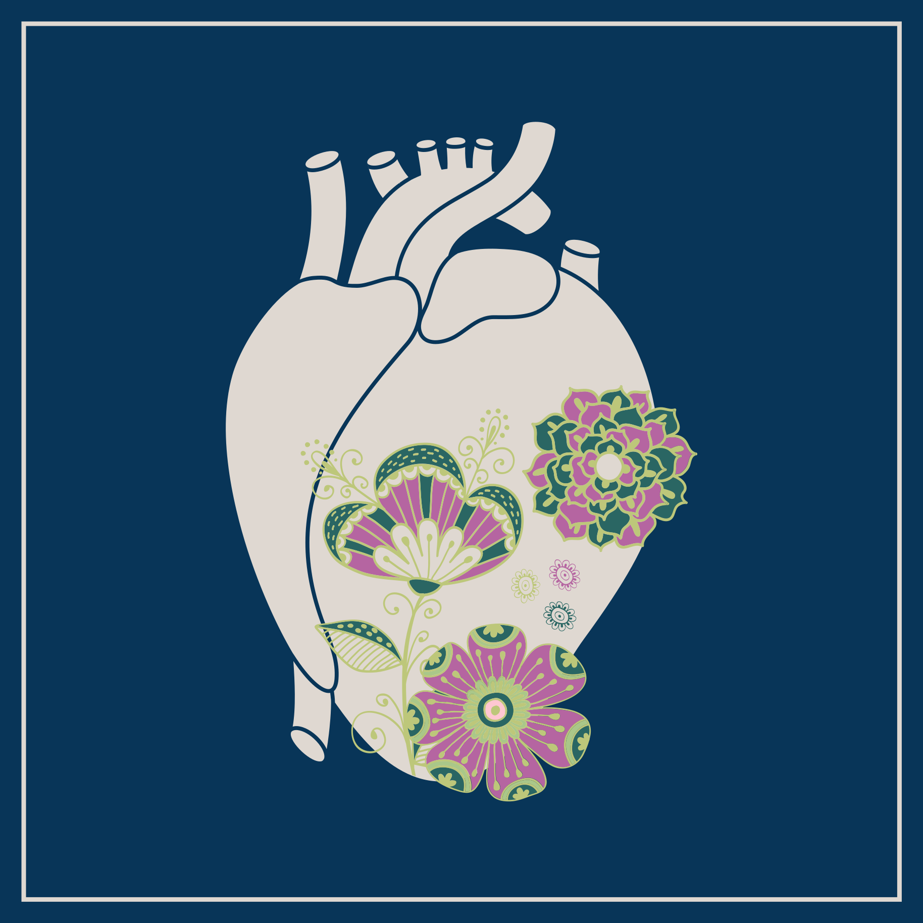 Sydän kukkakuvio Skandinavia vinyylimatto - Tenstickers