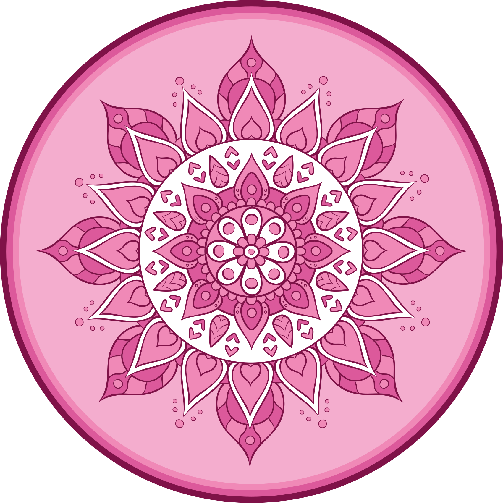 Vaaleanpunainen yksityiskohtainen mandala vinyylimatto mandala - Tenstickers
