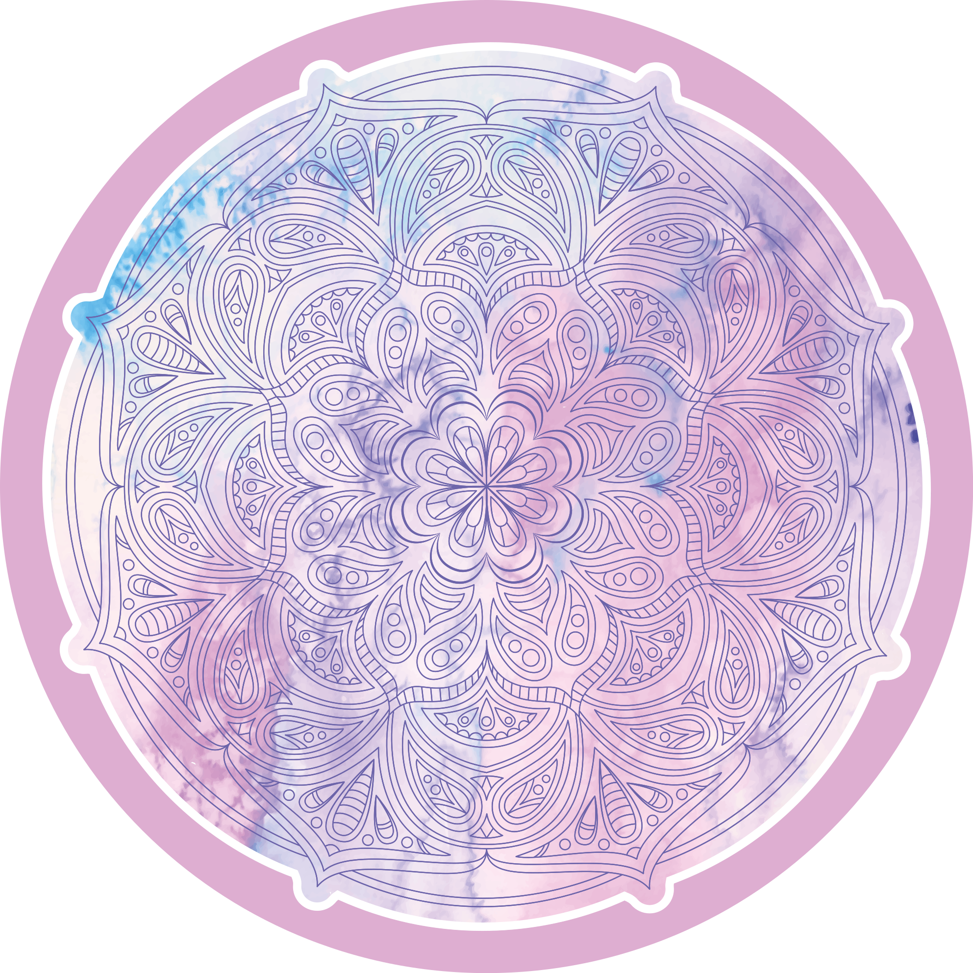 Pastelli pinkki kukka mandala vinyylimatto - Tenstickers