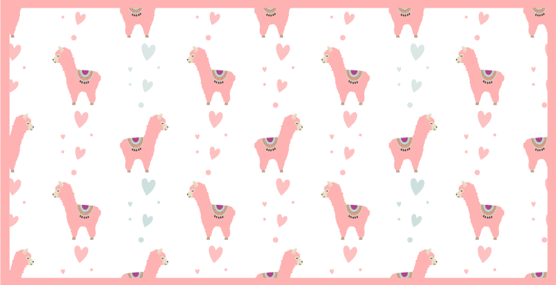 Vaaleanpunainen laamakuvio Vinyylimatto makuuhuoneeseen - Tenstickers