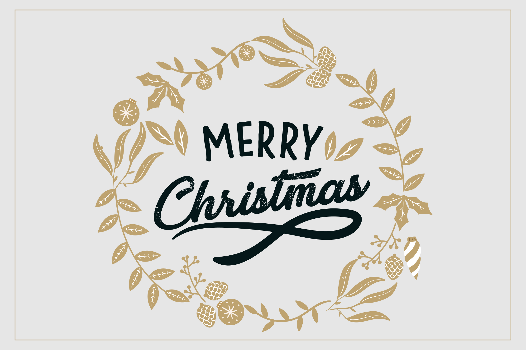 Iloinen kultainen tervehdys jouluinen vinyylimatto - Tenstickers