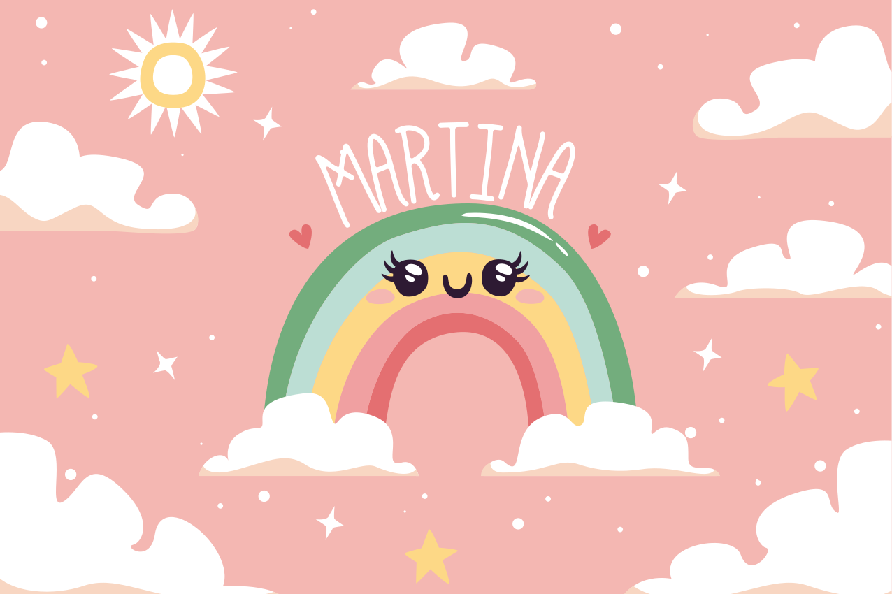 Söpö sateenkaarikohtaus nimi vinyylimatto - Tenstickers