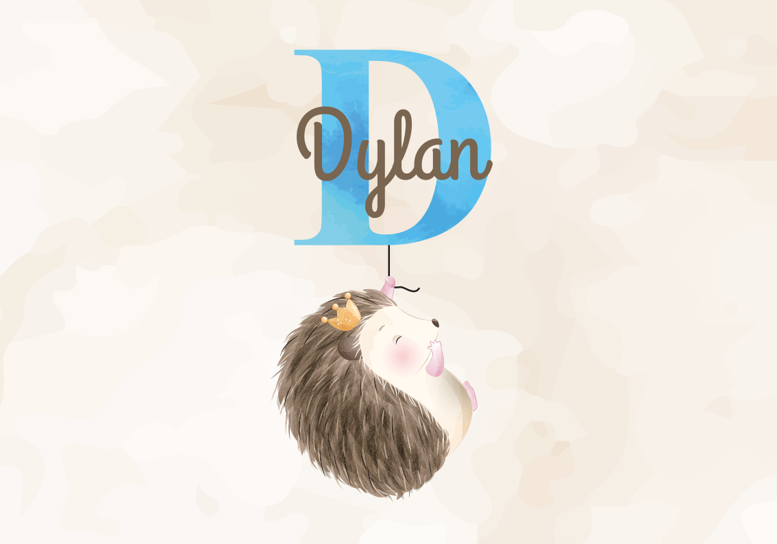 Söpö siili alkukirjain nimi vinyylimatto - Tenstickers