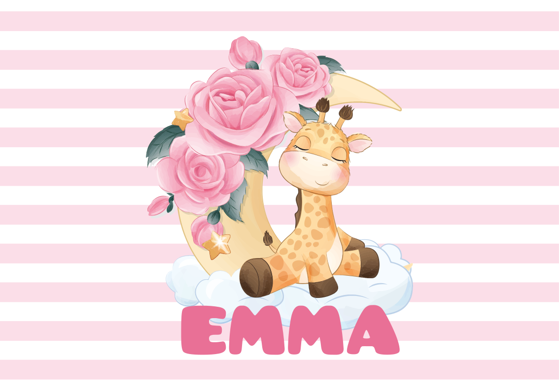 Custom iloinen kirahvi vauvan huoneen vinyylimatto - Tenstickers