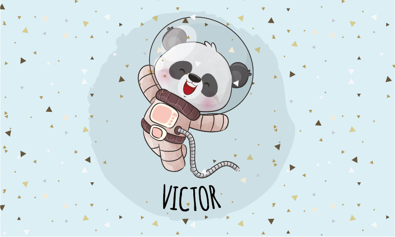 Söpö panda astronautti nimi vinyylimatto - Tenstickers