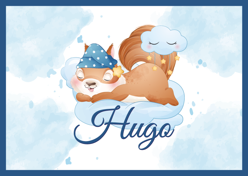 Söpö orava unissaan nimi vinyylimatto - Tenstickers