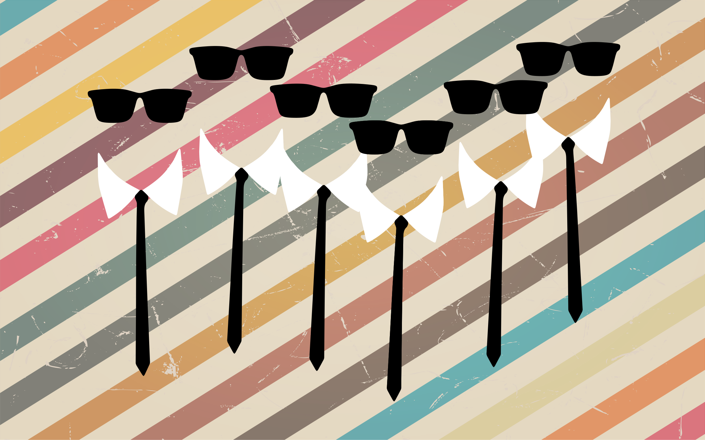 Tyylikäs ryhmäasu raidallinen vinyylimatto - Tenstickers