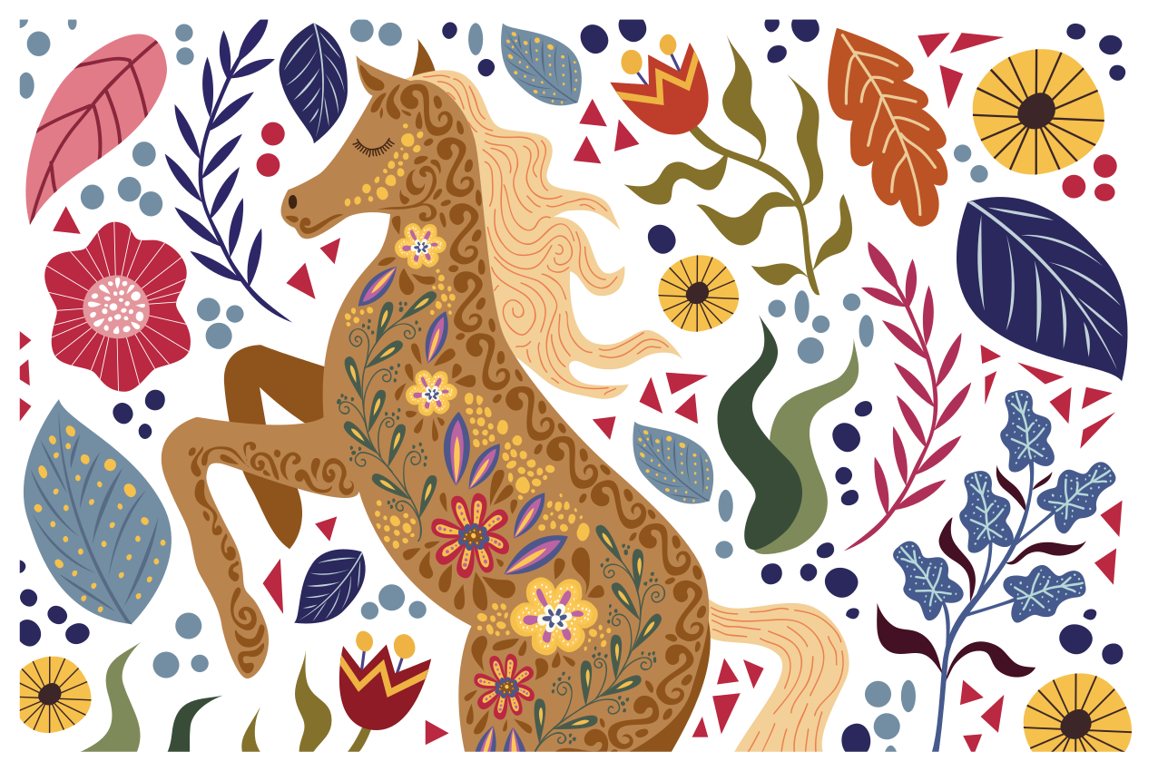 Majesteettinen hevostaideteos eläin vinyylimatto - Tenstickers