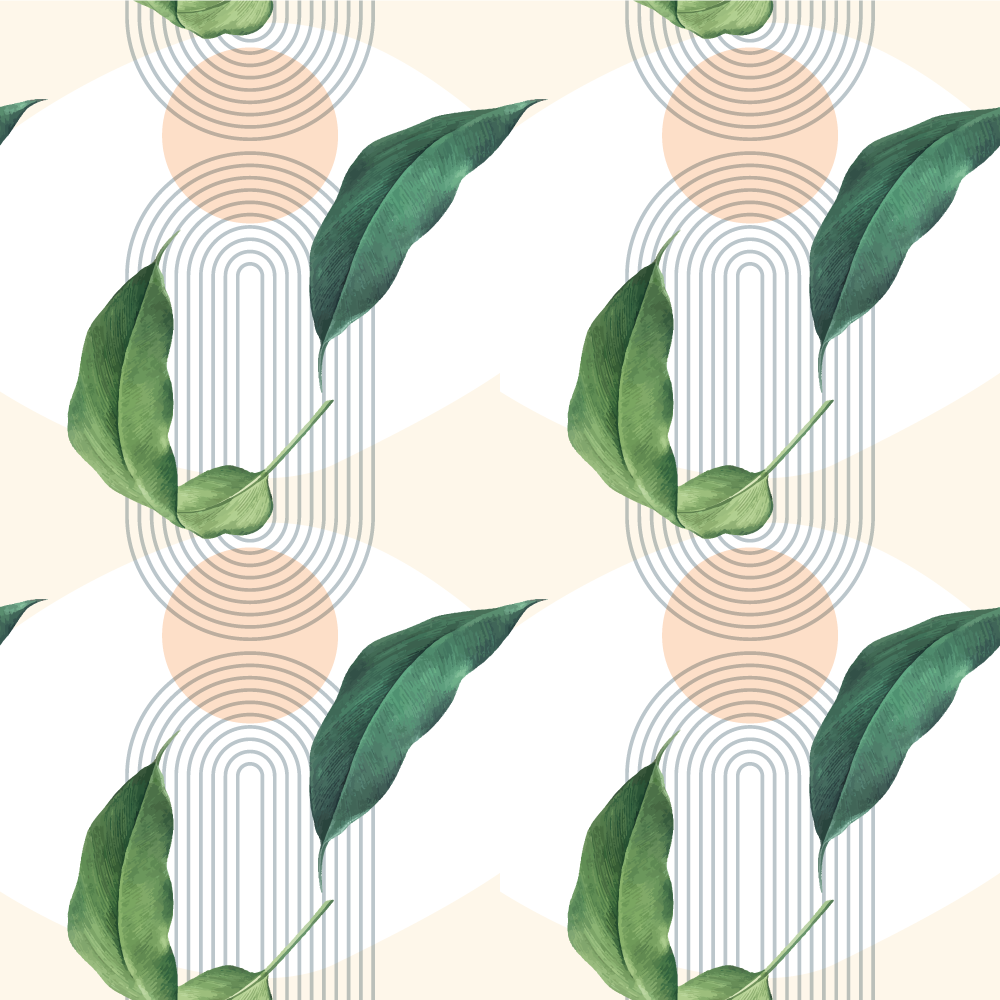 Lehtiset geometriset kuviot luonto vinyylimatto - Tenstickers