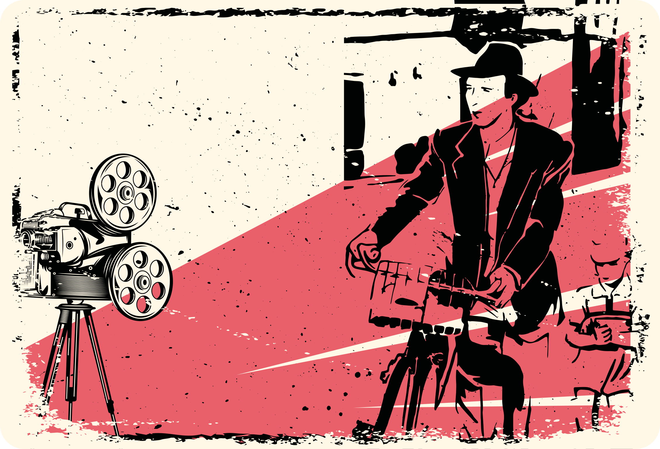 Klassinen elokuvakohtaus vintage vinyylimatto - Tenstickers