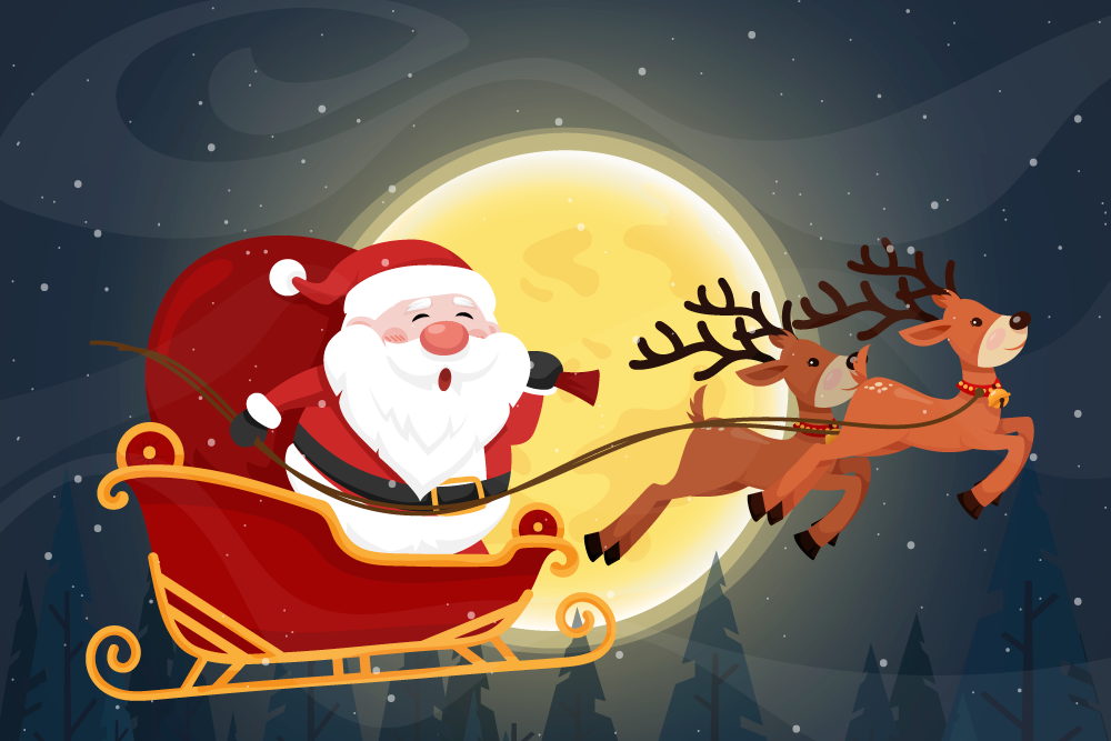 Joulupukin rekiajelu jouluinen vinyylimatto - Tenstickers