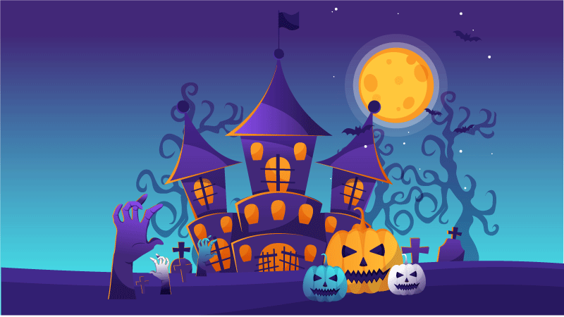 Kummituslinnan kohtaus Halloween vinyylimatto - Tenstickers