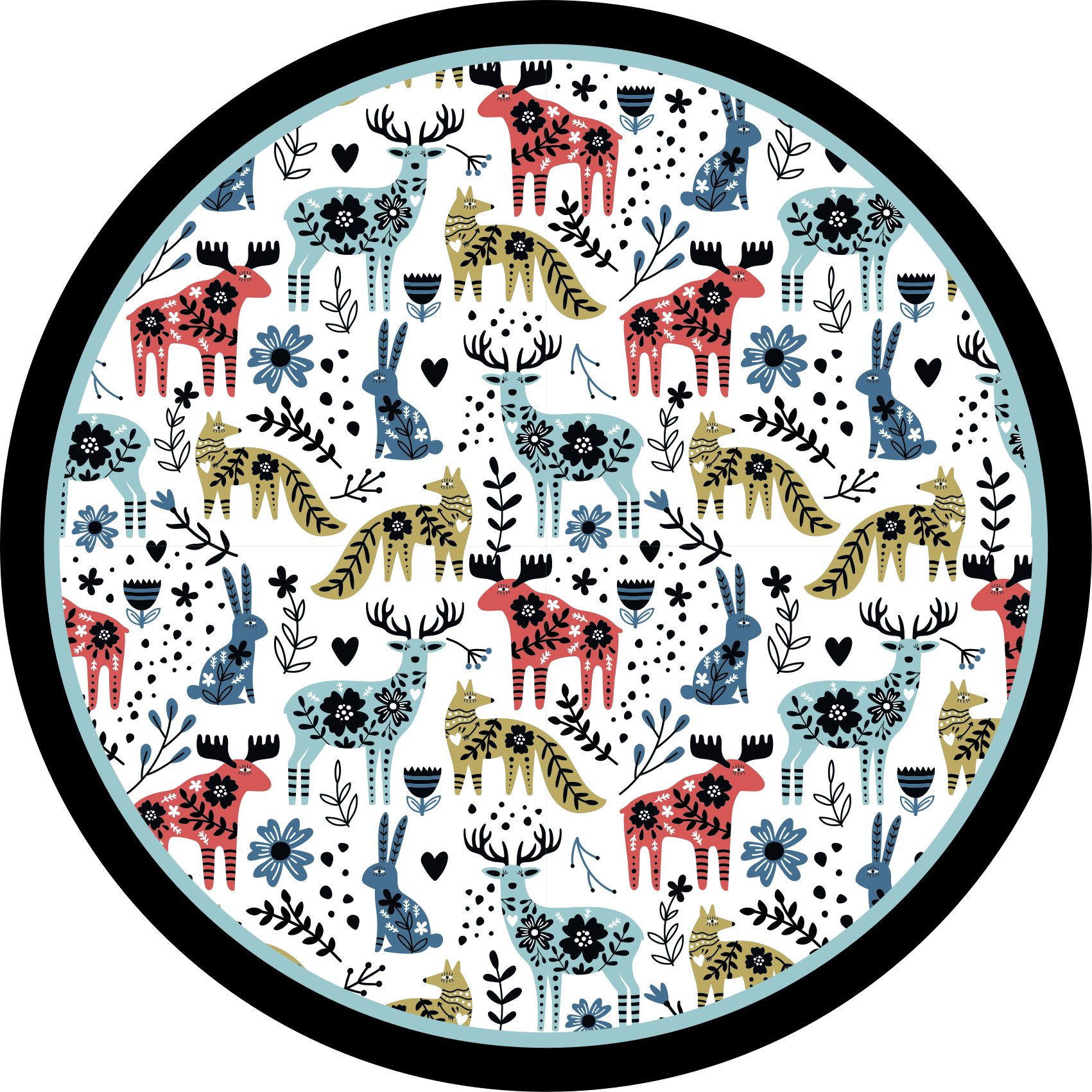 Värikkäitä eläinkuvioita vauvan huoneen vinyylimatto - Tenstickers