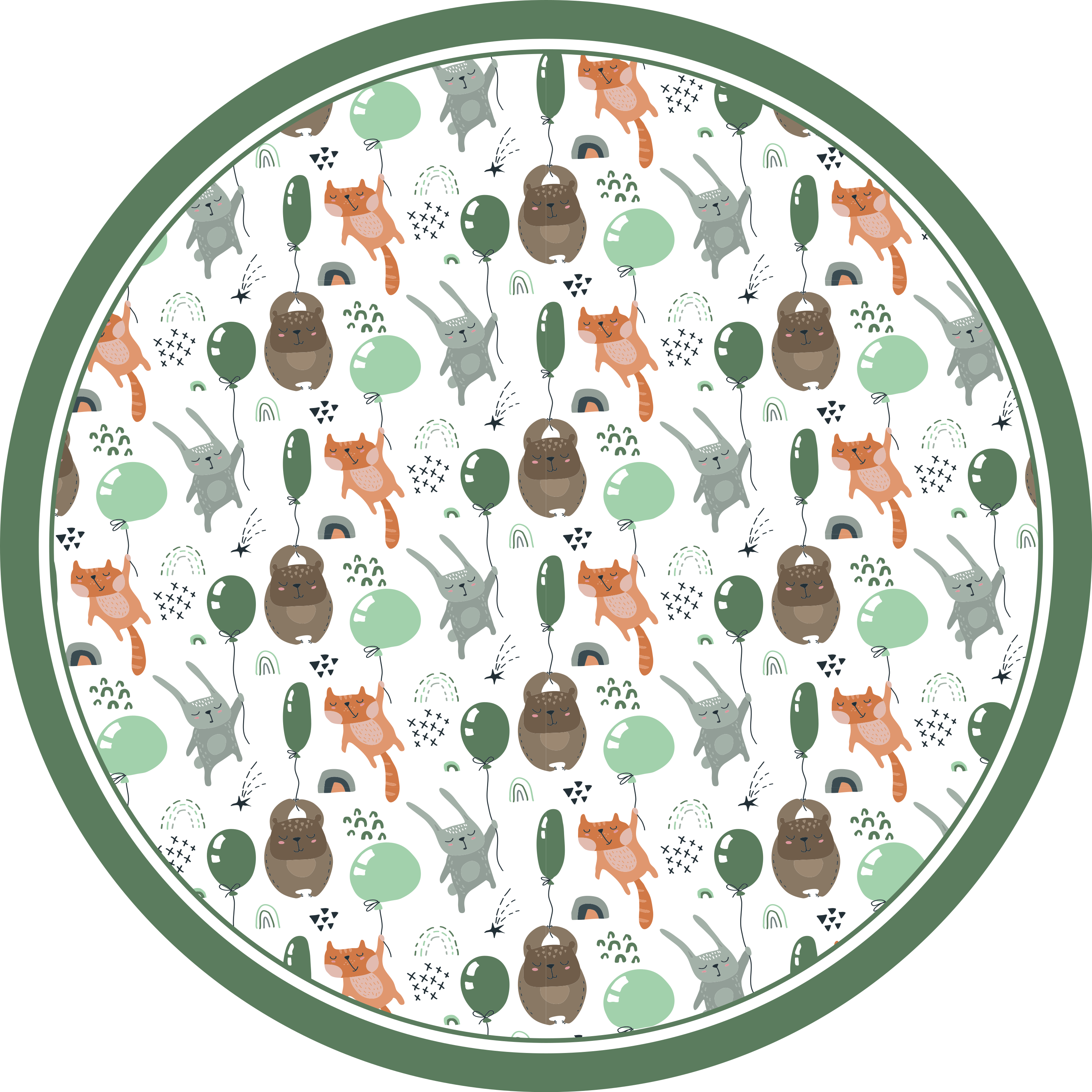 Leikkisiä eläinilmapalloja lastenhuone vinyylimatto - Tenstickers