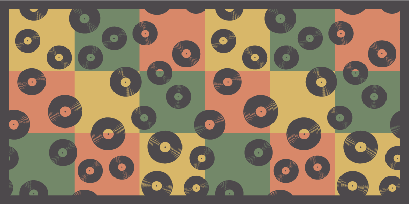 Värikäs vinyylilevy retro kuvio vinyylimatto retro - Tenstickers