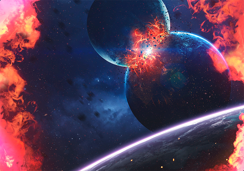 Hämmästyttävä planeetan räjähdys Luonto vinyylimatto - Tenstickers