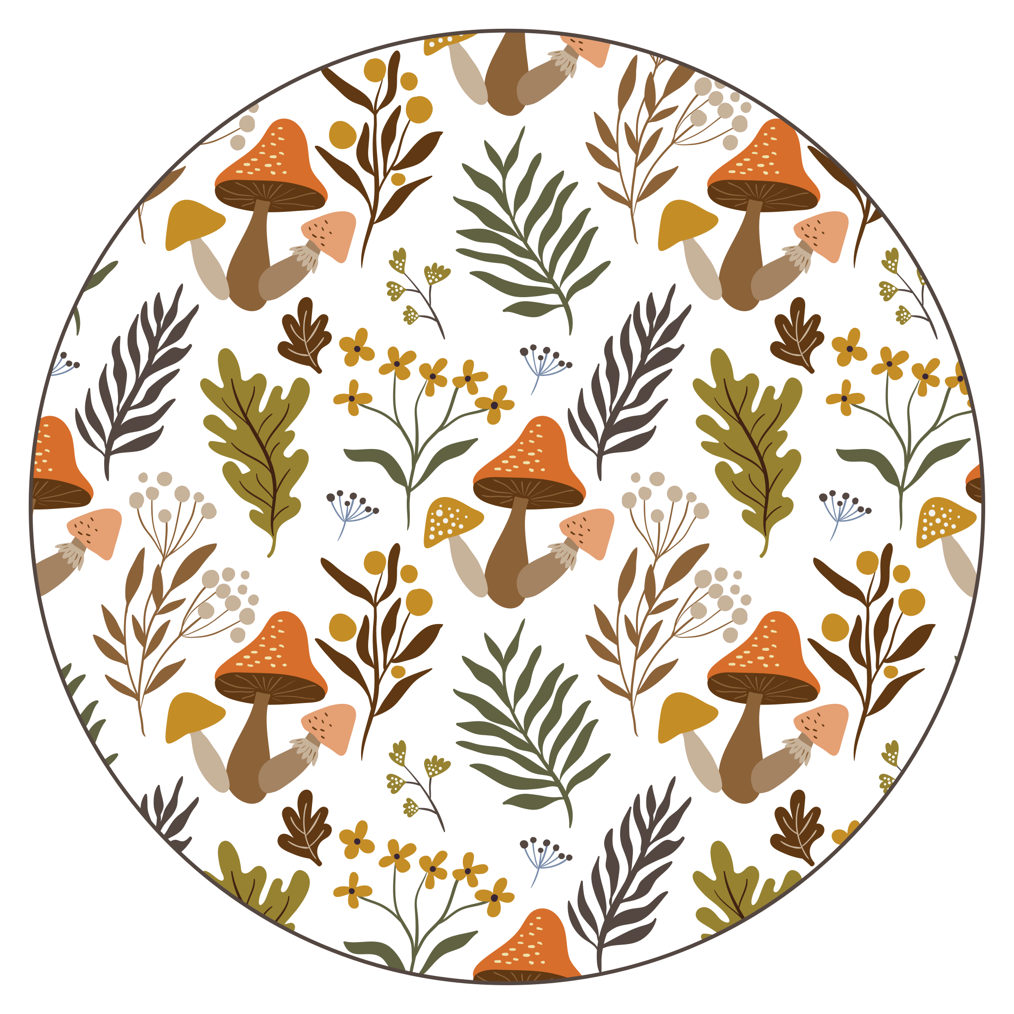 Ihastuttava sienimotiivi kukka vinyylimatto - Tenstickers