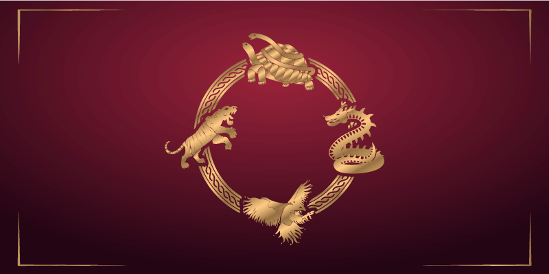 Kultainen horoskooppiympyrä etninen vinyylimatto - Tenstickers