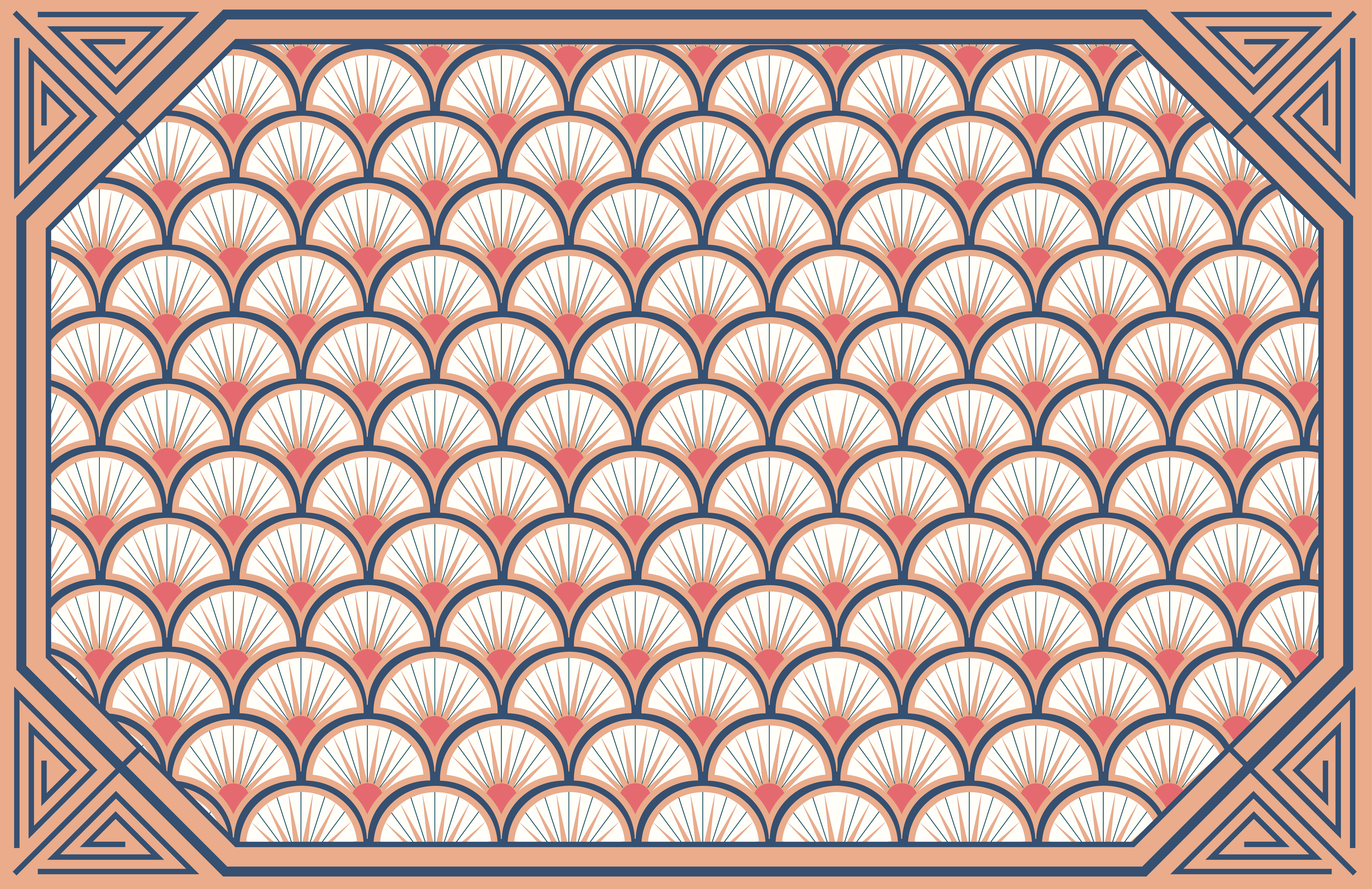 Art deco violetti vaaleanpunainen kuvio laatta vinyylimatto - Tenstickers