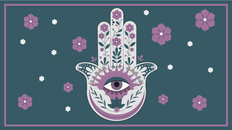 Hamsa-käden tyyli mandala vinyylimatto - Tenstickers