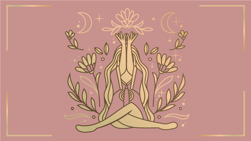 Jooga-asento lootuksenkukan kanssa vinyylimatto retro - Tenstickers