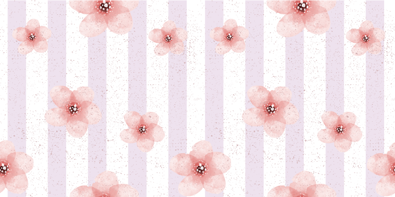 Vaaleanpunaiset raidat kukka vinyylimatto - Tenstickers