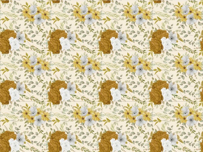 Kasvitieteellinen vehreä muotoilu kukka vinyylimatto - Tenstickers